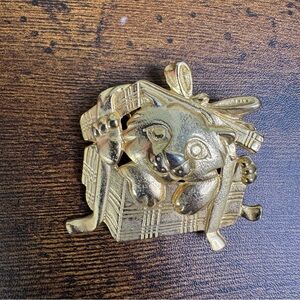 Alexis Gold Cat Brooch Pin in Present Gift Box with Ribbon